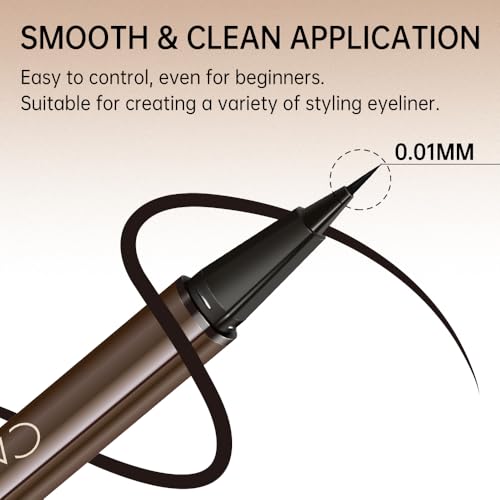 Catkin Liquid Eyeliner Pen Ultra-fine Waterproof Smoothy Stay 24 hrs Long Lasting Quick Drying for Sensitive Eyes Alcohol Free Very Black