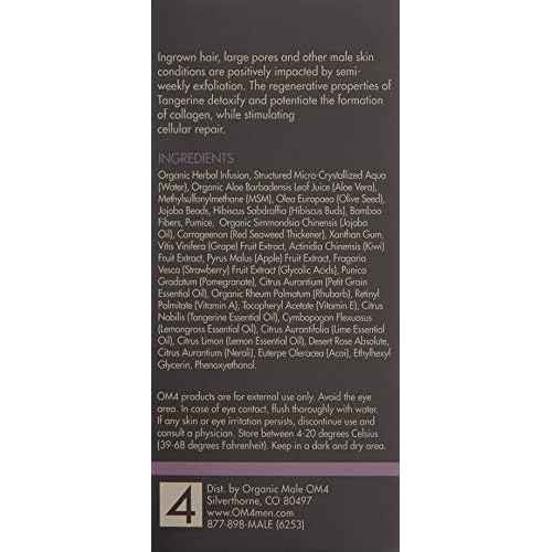 Organic Male OM4 Resurface: Citrus Bamboo Resurfacing Scrub - Mens Gentle Exfoliator Renews Hydrates Skin