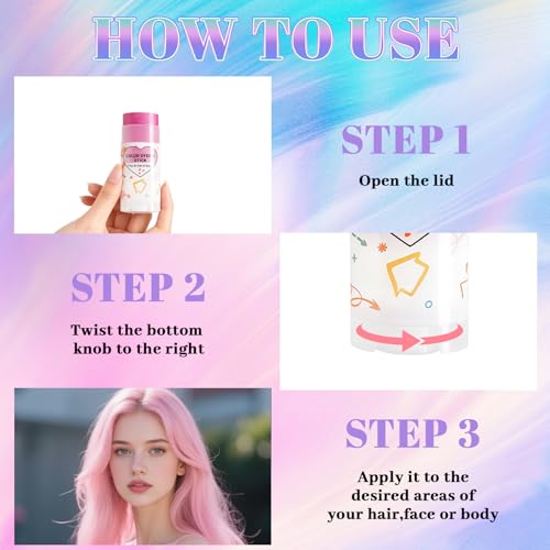 Washable Temporary Hair Color Stick - 8 Colors