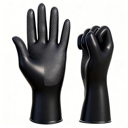 Reusable Black Hair Dye Gloves - Professional Rubber Salon Accessories (2 Pcs)