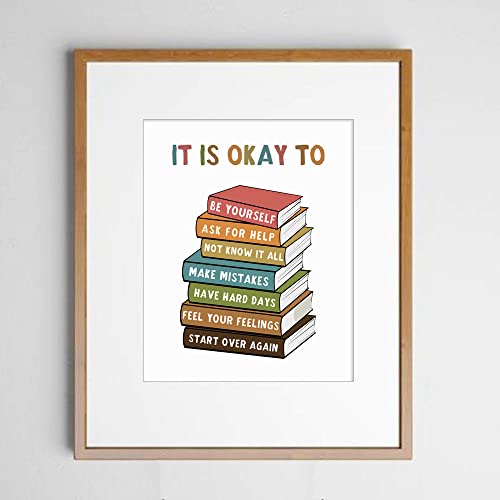 It Is Okay To Feel, Boho Classroom Decor, My Feelings, Classroom Poster, Educational Wall Art, Be Yourself, Playroom Wall Art Decor, School Counselor, Therapy Office Decor, No Framed (8x10 INCH)