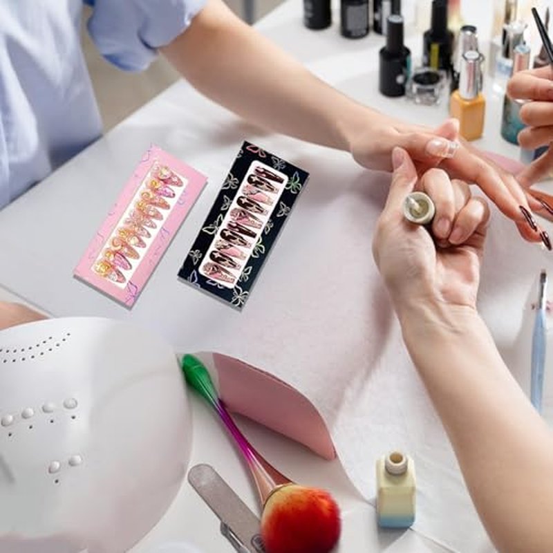 35 Press On Nails Packaging Boxes with Butterfly Design & Tape