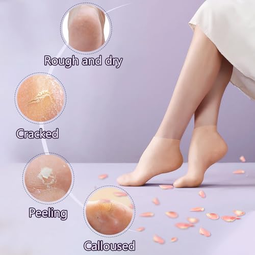 TEAWOO Silicone Moisturizing Socks for Dry Cracked Feet - 5 Pairs Pack