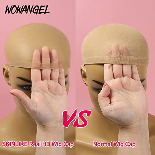 WOWANGEL HD Wig Caps, Transparent HD Wig Cap Stocking Cap Invisible Wig Cap Thin Nylon Cap HD Wig Cap for Lace Front Wig, Accessories for Women (2PACK/4PCS)