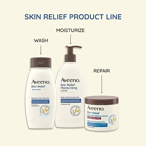 Aveeno Triple Oat Dry Skin Relief Moisturizing Lotion, Fragrance-Free, Skin Protectant, Twin Pack, 2 x 18 fl. oz