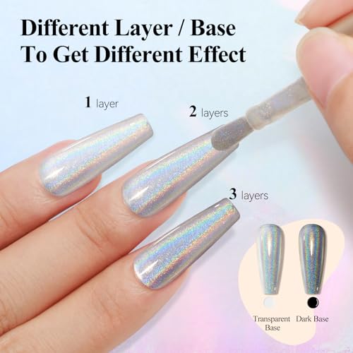 Iridescent Holographic Nail Polish 12ML*4Colors Silver Pink Red Green Nail Polish Fast Drying