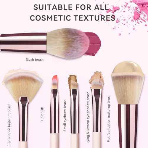 Trendy Teen Girl Gifts ? Travel Makeup Brush Set with LED Light Mirror, Perfect Tween Birthday Gifts for Girls 11-16+ year old(Pink)