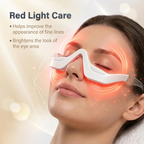 Under Eye Red Light Therapy Glasses - 1PC Microcurrent & Red Light Eye Care Device Helps Reduce The Look of Eye Puffiness, Dark Circles & Fine Lines, Lightweight Portable Eye Massager