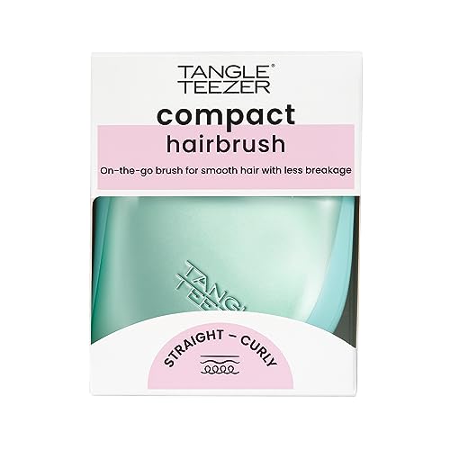 Tangle Teezer | The Compact Styler Detangling Hairbrush | Travel-Friendly with Protective Cover & Two-Tiered Teeth Design | Perfect for Wet, Dry & Flyaway Hair | Teal Matte Chrome