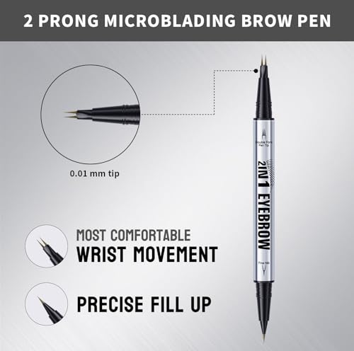 2-in-1 Microblading Eyebrow Pen - Waterproof, Long-Lasting Brows