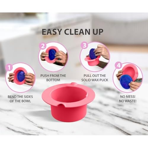 AZAM All-in-one At Home Waxing Kit for Hair removal,Wax pot Waxing Professiona+4 Pack Hard Beads+Silicone Bowl 2 Treatment Oils Wax Kit Accessories Warmer for Full Body