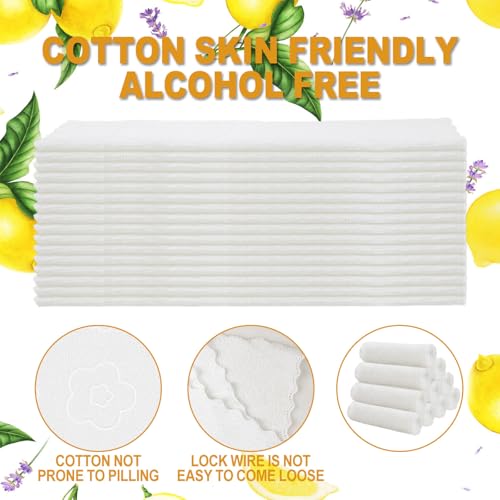 Twoworld Lavender & Lemon Moist Cotton Towelettes - 100 Pack, Individually Wrapped, Hot & Cold Use