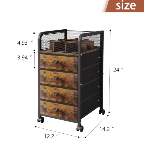 Rolling Makeup Organizer Cart with 4 Drawers & Top Divided Tray