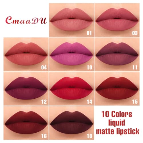 evpct 10-Piece Matte Liquid Lipstick Set, Waterproof Long-Lasting