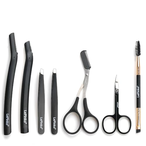 7-in-1 Eyebrow Trimmer Kit with Scissors, Tweezers & Razors