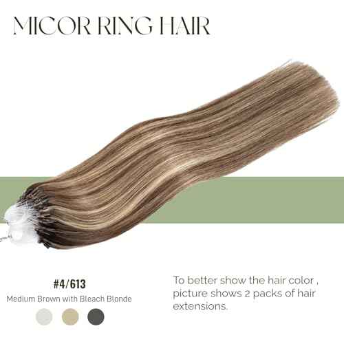 Micro Bead Hair Extensions Real Human Hair Brown Blonde Beaded Hair Extension 18 Inch Microlinks Extension Human Hair #4/613 Highlight Bead Hair Extensions 0.5g/s 50g