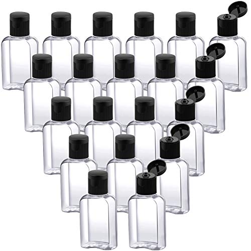 30 Pieces Portable Travel Bottle Clear Plastic Empty Bottles Refillable Reusable Bottles Containers for Travel Outdoor Camping Business Trip (1 oz, Black Cap)