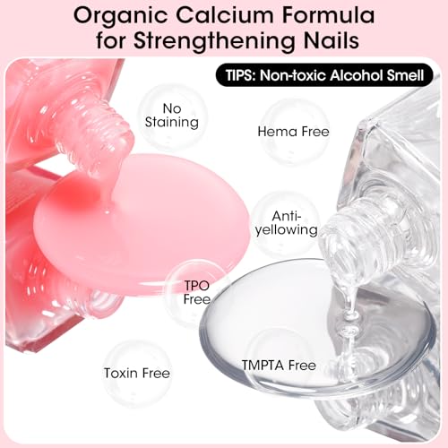 GELLEN Quick Air Dry Base & Top Coat Set - Calcium Nail Strengthener