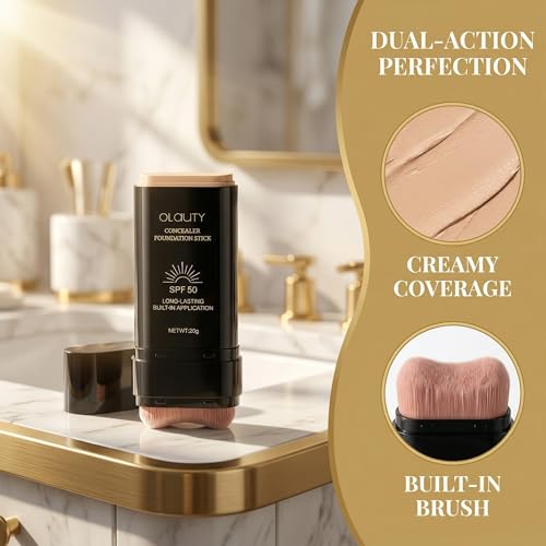 Full Coverage Foundation Stick with SPF 50+ & Built-In Brush