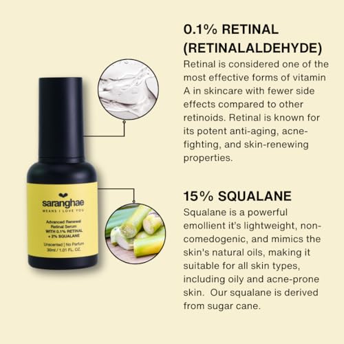 Love Saranghae Advanced Renewal Retinal Serum ? Lightweight Face Serum with Encapsulated Retinal, Niacinamide & Squalane ? Smooth, Brighten & Hydrate Skin ? 30ml