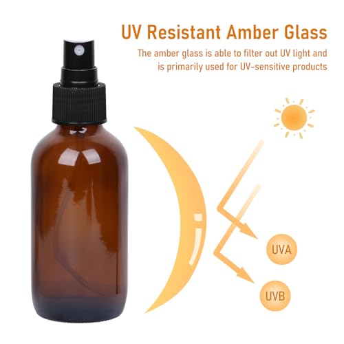 Jaisie.W 24-Pack 4 oz Amber Glass Spray Bottles - Leakproof & Refillable