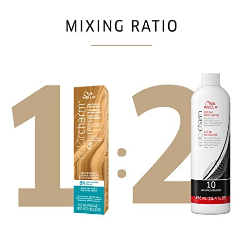 Wella ColorCharm Demi Permanent Hair Color 8N Light Neutral Blonde + 10 Vol Developer