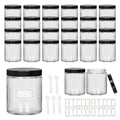 24 Pack 8 oz Glass Jars with lids, Clear Cosmetic Jars with Inner Liners and Black Lids, Lotion Jars, Candle Making Jars for Lotions, Scrubs and Cosmetic, Lables and Spatulas Include
