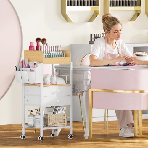 Large Makeup Organizer Cart with Drawers & Baskets - Snughome