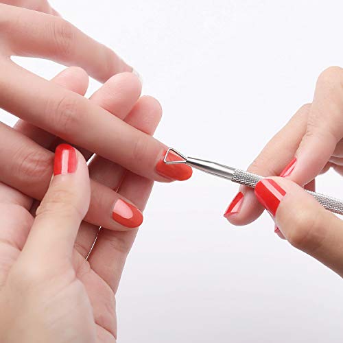Silver 2-Pack Cuticle Pusher and Cutter Set with Storage Case - Manicure Tools