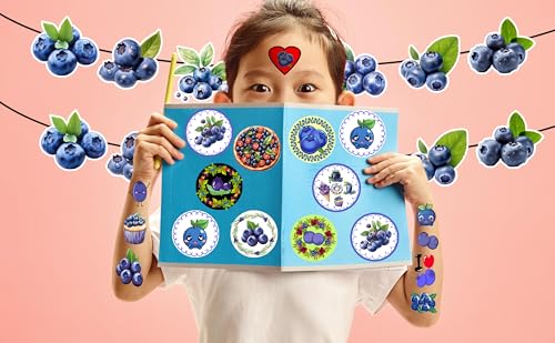 216 Blueberry Temporary Tattoo Stickers – 24 Sheets Fruit Party Favors