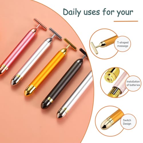 24K Gold Facial Massager T-Shape Tool for Face & Neck