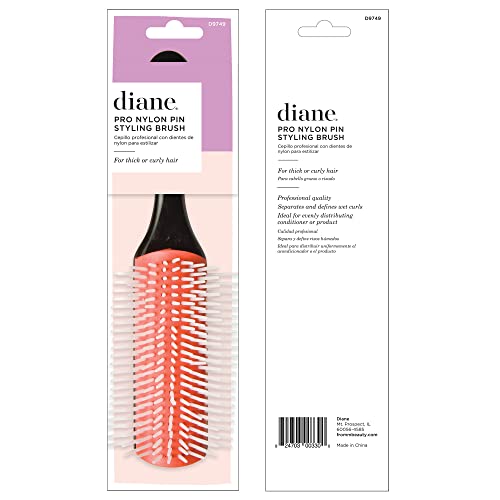 Diane Pro Nylon Pin Styling Hair Brush for Detangling, Separating, Shaping and Defining Wet Thick or Curly Hair, Glides Through Tangles with Ease