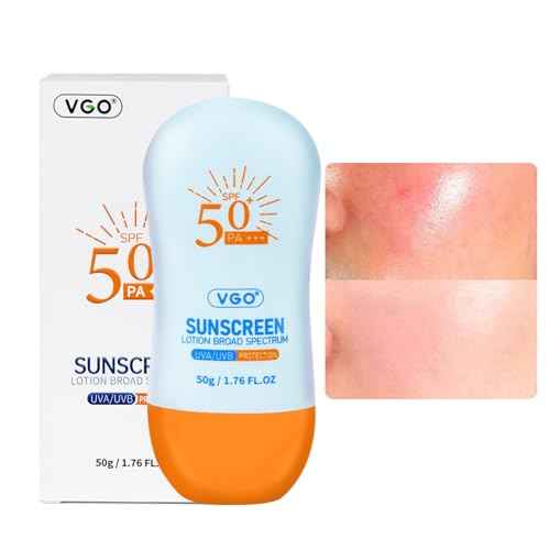 VGO Sunscreen for Face SPF 50+, Mineral Sunscreen with Zinc Oxide, Broad Spectrum Protection, No White Cast, Oil-Free & Non-Comedogenic, Suitable for All Skin Types & Tones, Travel Size (1.76 Fl Oz)