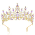 Gold Princess Crown Tiara with Crystals for Women