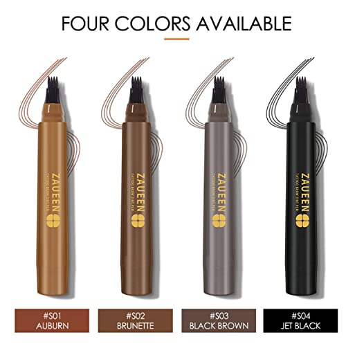 Tattoo Eyebrow Pen, Microblading Fork Tip Brow Pencil, Waterproof, Smudge-Proof, 48 Hours Long Lasting, Natural Looking (BLACK BROWN)