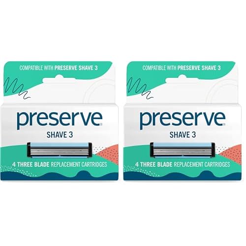 Preserve Shave 3 Replacement Cartridges for Preserve Shave 3 Razor, 4 Count (Pack of 2)