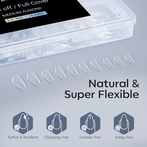 Modelones Almond Nail Tips - 510Pcs Medium Gel Half Matte
