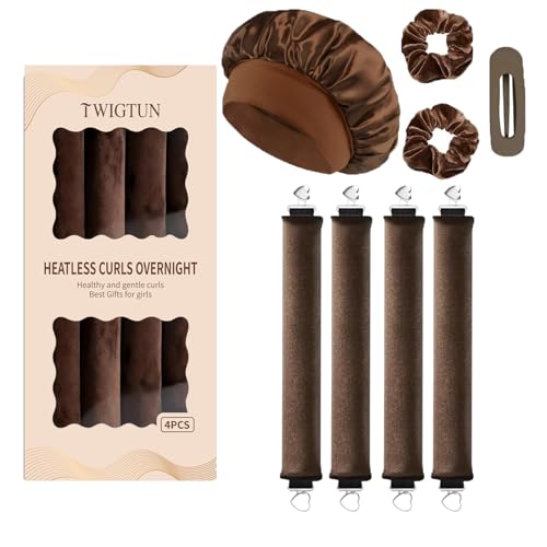 Heatless Hair Curlers Overnight Set - Jumbo Velvet Hair Rollers & Satin Bonnet