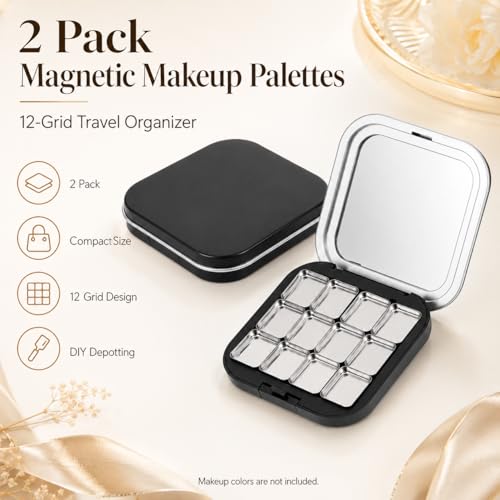 FRCOLOR 2 Pack Magnetic Makeup Palette - Small Empty Organizer