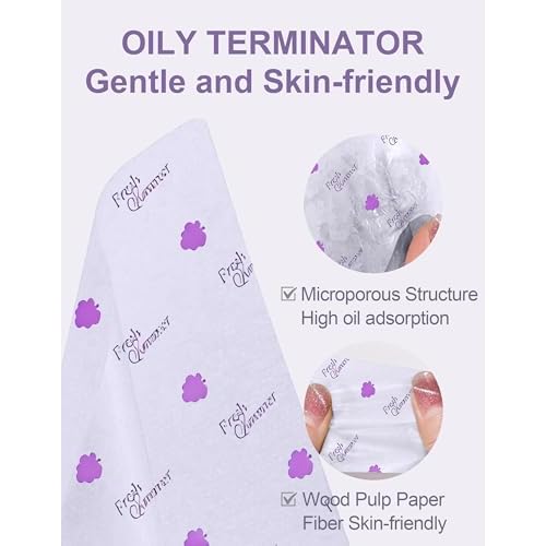 600 Sheets Oil Blotting Paper with Patterns - Absorbs Excess Face Oil, Controls Shine, Gentle for Makeup Use