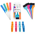Colortrak Professional Hair Coloring Kit (12 Pieces), Color Like a Pro with 4 Extended Length Carbon Fiber Combs, 4 Feather Bristle Brushes, 4 Rubberized Croc Clips