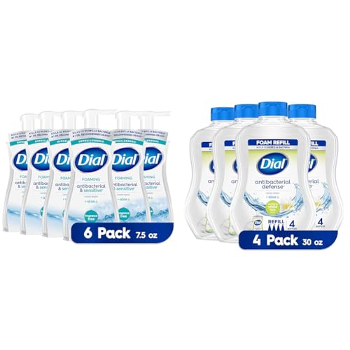 Dial Fragrance-Free Antibacterial Foaming Hand Soap Refill Pack of 4 - 30 oz