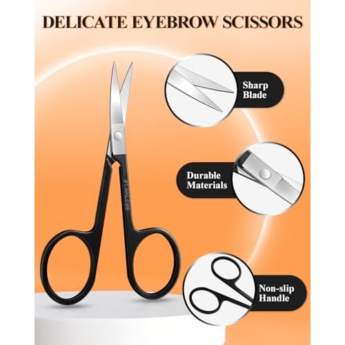 MORGLES Tweezers Set for Men, 10 in 1 Professional Eyebrow Tweezers Kit with Razor, Scissors and Blackhead Remover Tools with Travel Bag, Grooming Beauty Set (Black)