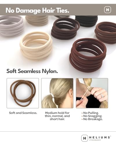 Heliums Thin Seamless Hair Ties Dark Brown 6mm 18 Pack