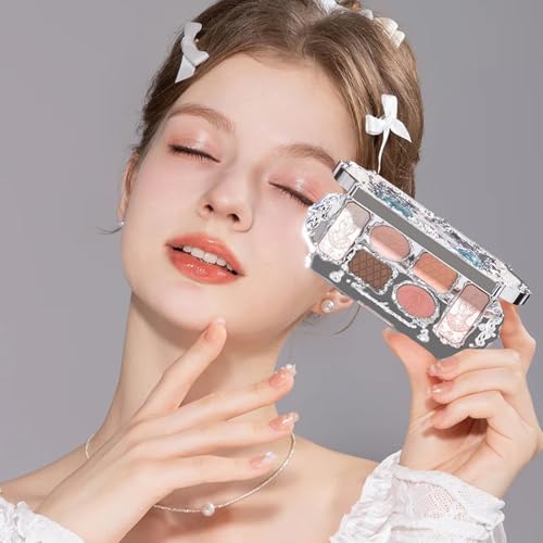Flower Knows Swan Ballet Six-Color Makeup Palette & Brush Set,Blush,Highlighting & Contour All-in-One Face Makeup Palette with 4 Matte+2 Shimmer Neutral Shades