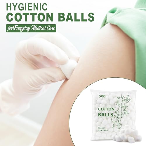 Perfectware Pack of 500 Medium Cotton Balls - Soft, Absorbent, Non-Sterile for Beauty & Household Use