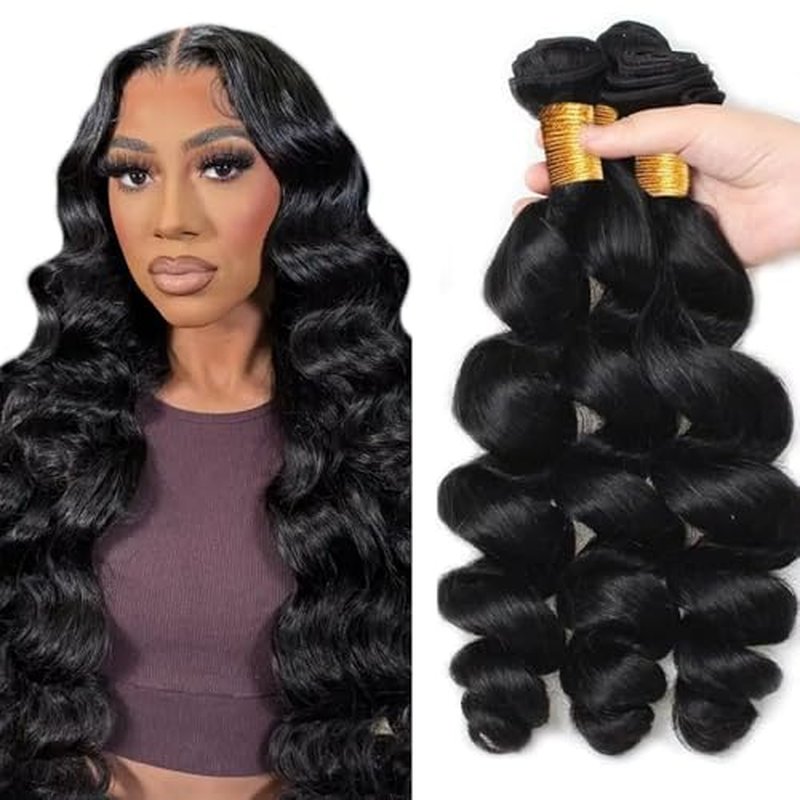 #1B Loose Deep Wave Hair Bundles 30 Inch 150g