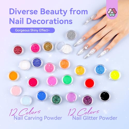 SAVILAND Professional Acrylic Nail Kit with Drill: 6 Colors Acrylic Powder & Liquid Beginner's Starter Set with Essential Oil Nail Primer Dehydrator Nail Tools DIY Home Manicure Christmas Gift