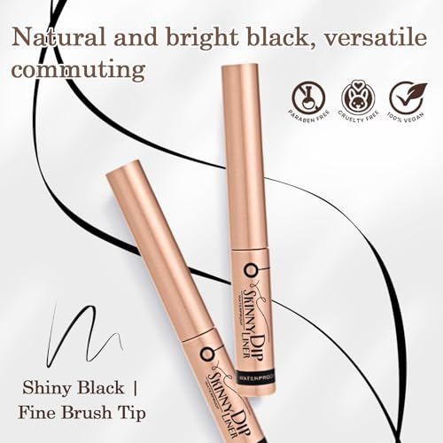 Skinny Dip Shiny Black Dip Liner ? 24H Long Lasting Eyebrow Gel for Fluffy or Laminated Brows, Clear Vegan Brow Gel with Precise Applicator, Non-Flaky, Quick Dry, Cruelty-Free