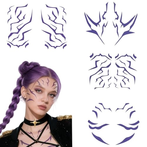 Purple Temporary Tattoo Stickers – 8 Pack Waterproof Body Art